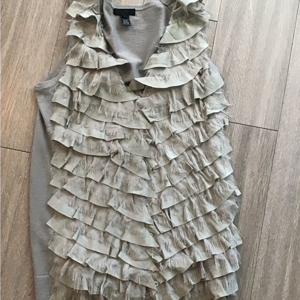J. Crew Collection ruffled button down vest Size S